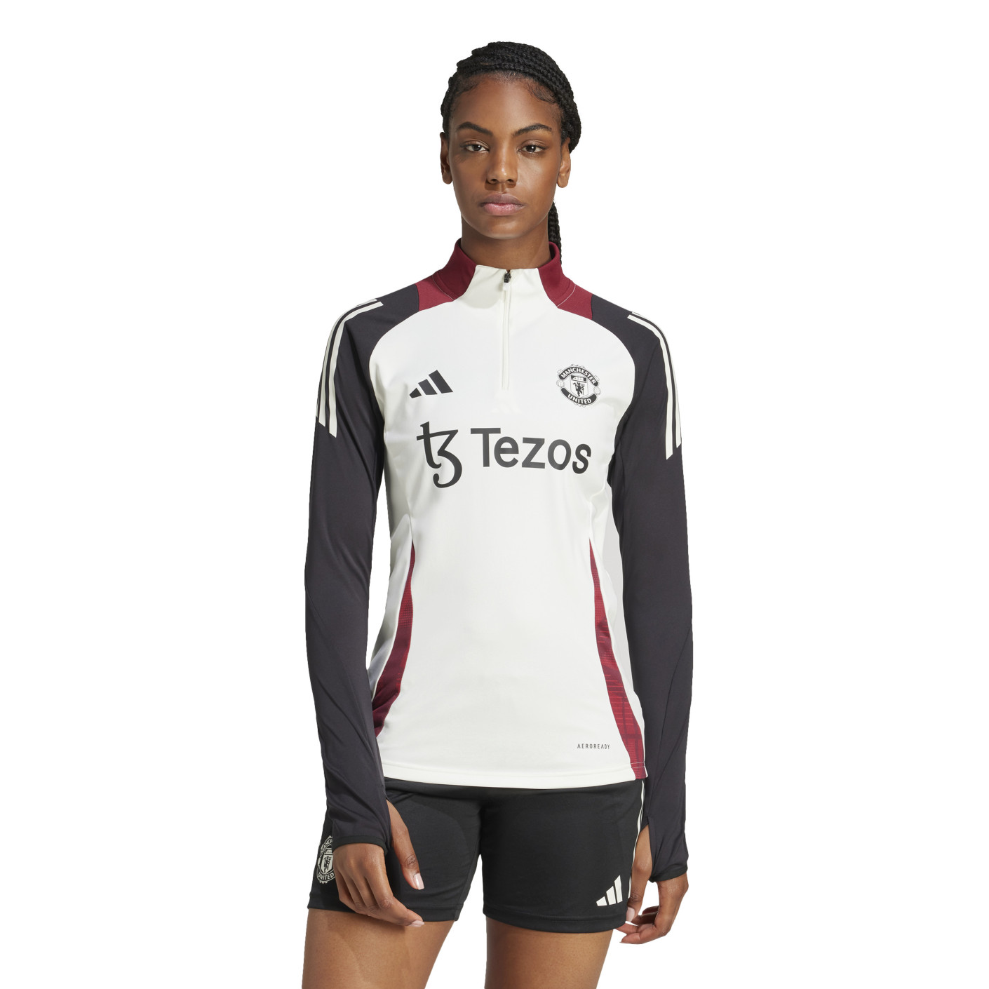 adidas Manchester United Trainingstrui 1/4-Zip 2024-2025 Dames Wit Zwart Rood