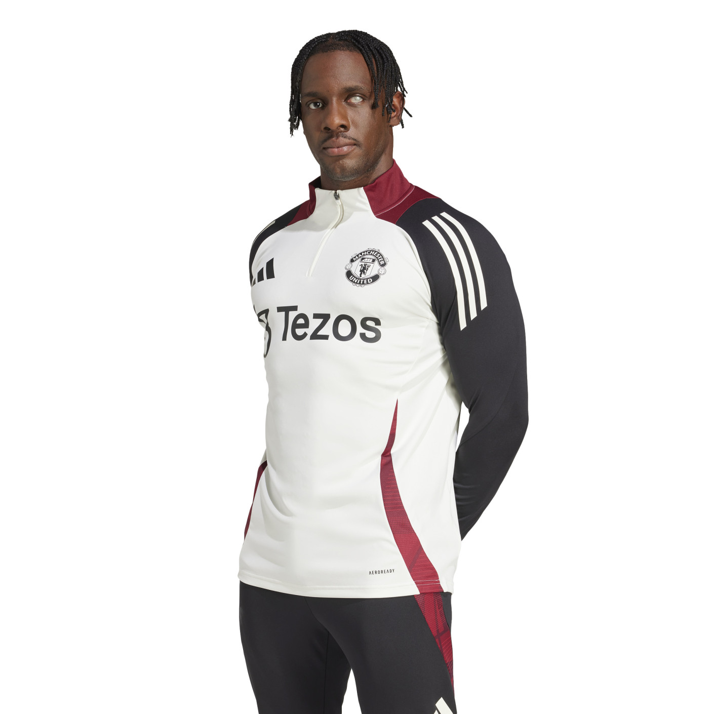 adidas Manchester United Trainingstrui 1/4-Zip 2024-2025 Wit Zwart Rood