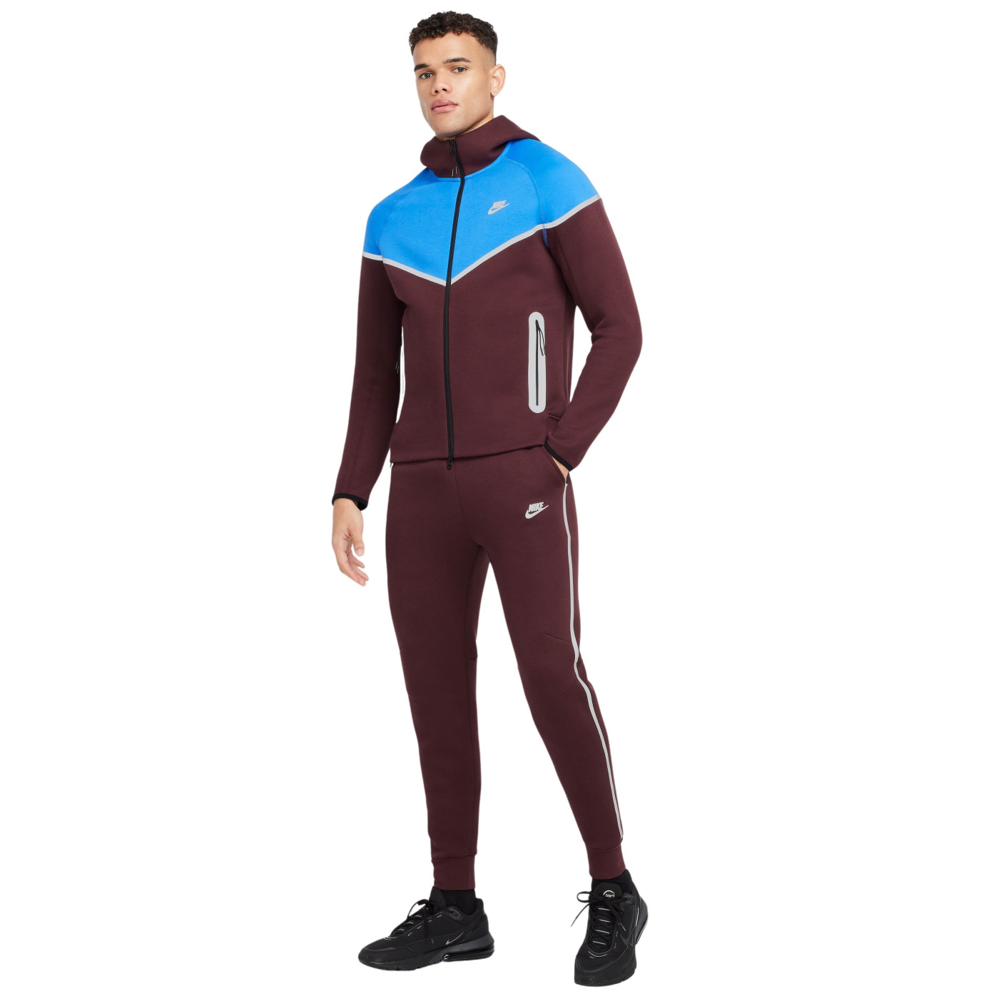 Nike Tech Fleece Sportswear Trainingspak Bordeauxrood Lichtblauw Zilver Zwart