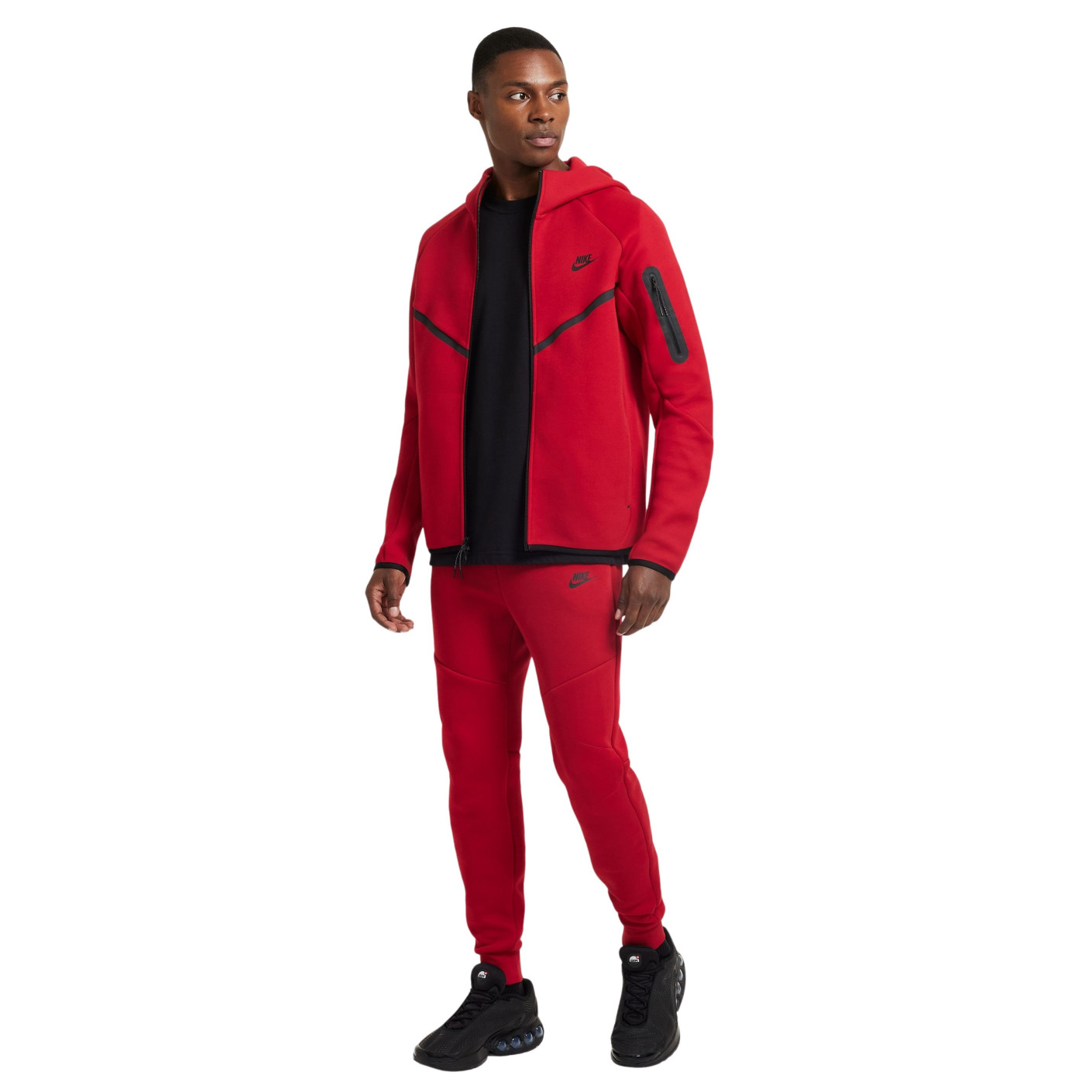 Nike Tech Fleece Sportswear Joggingbroek Rood Zwart - Voetbalshop.nl