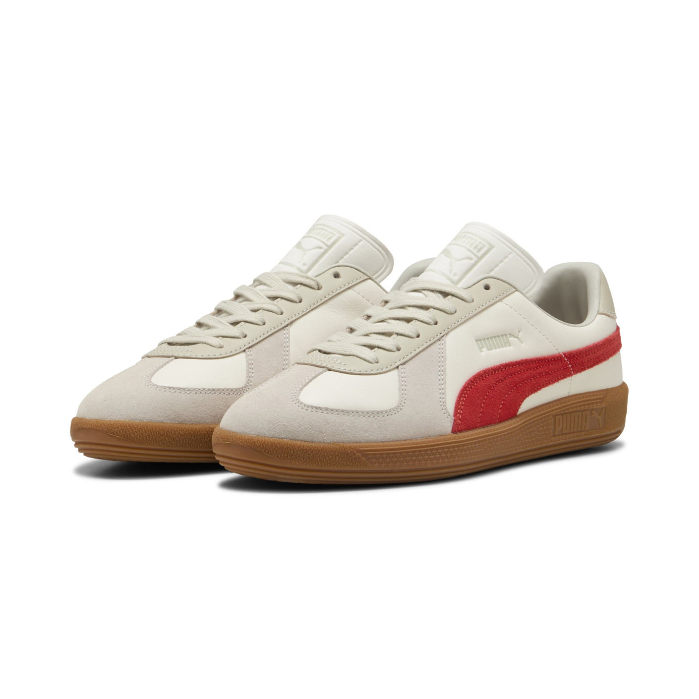 PUMA Army Trainer Sneakers Wit Beige Rood Bruin