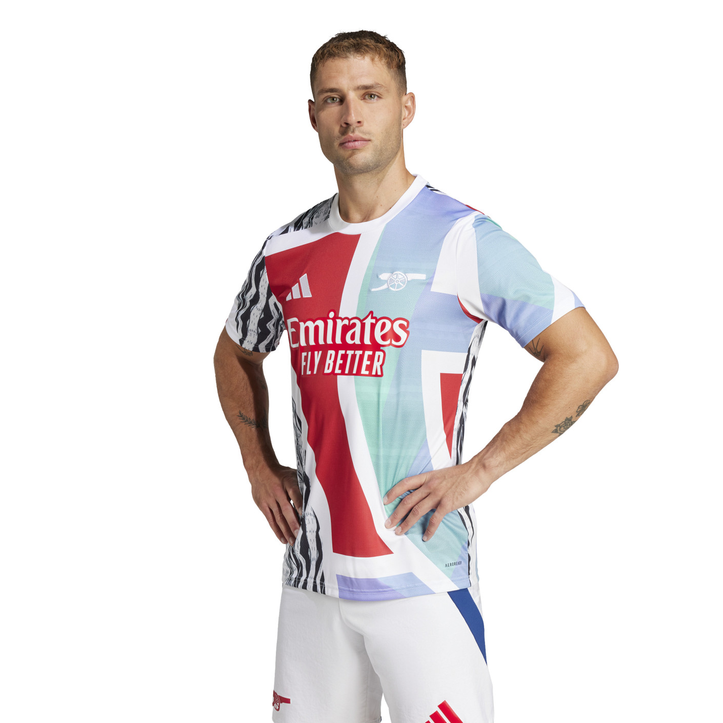 adidas Arsenal Pre-Match Training Shirt 2024-2025 Red White Blue Black