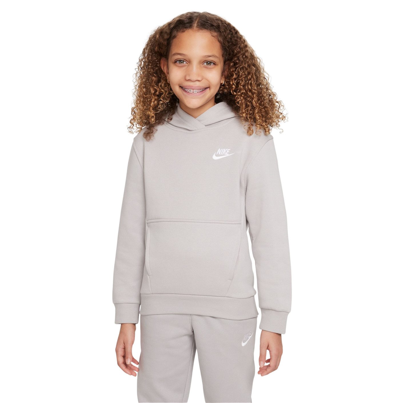 Nike Sportswear Club Fleece Hoodie Kids Grijs Wit
