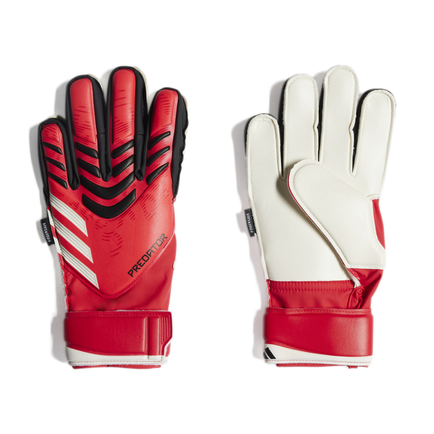 adidas Predator Match Fingersave Goalkeeper Gloves Kids Red White Black