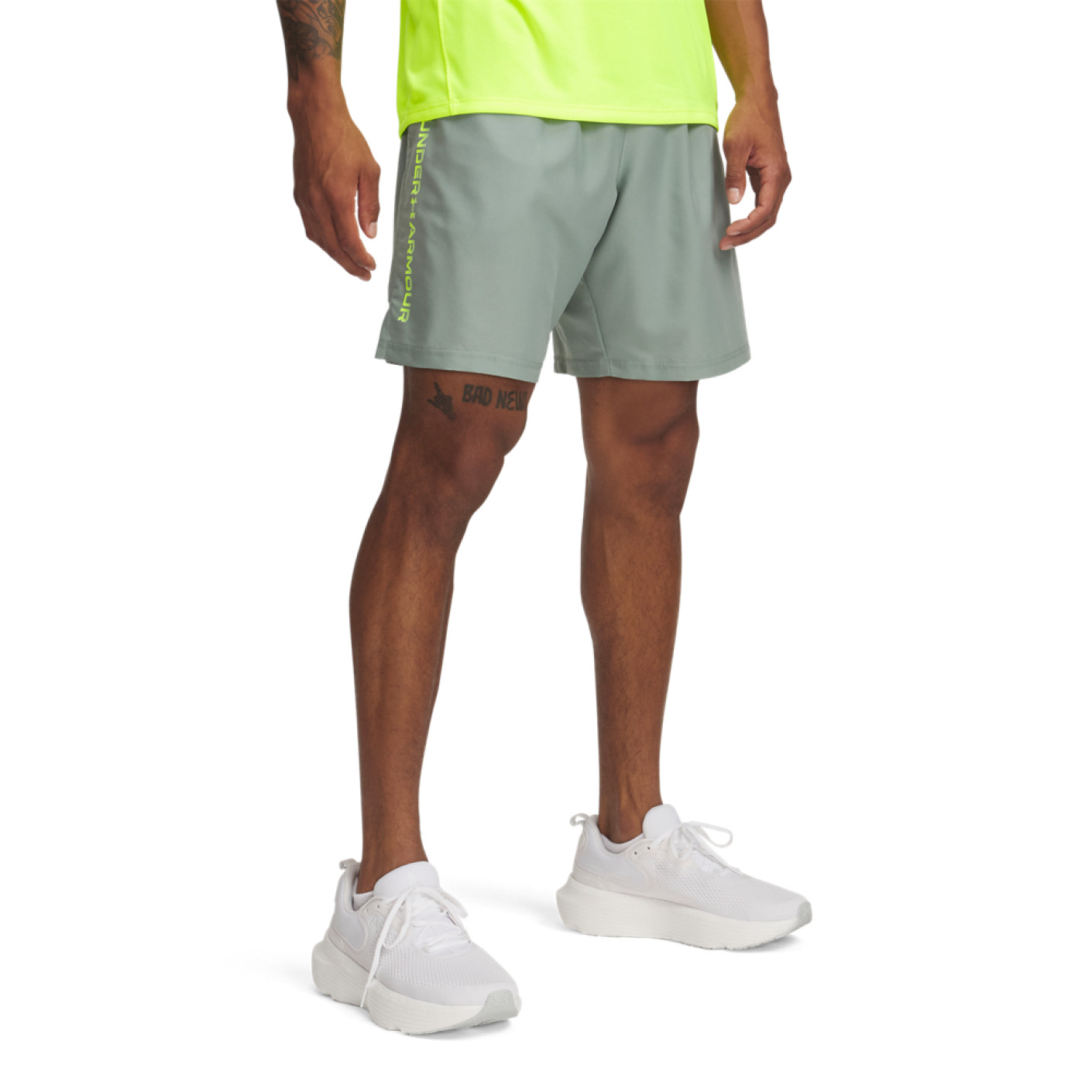Under Armour Tech Woven Wordmark Training Short Light Green Neon Yellow