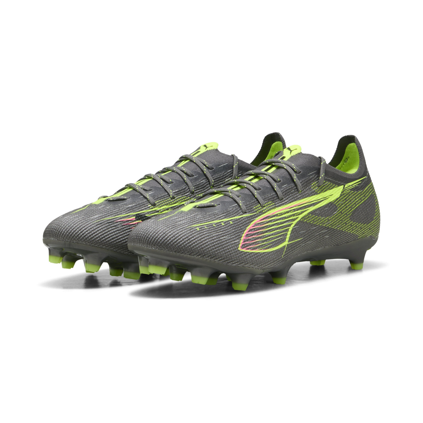PUMA Ultra 5 Pro Grass/Artificial Grass Football Boots (MG) Dark Grey Yellow Pink