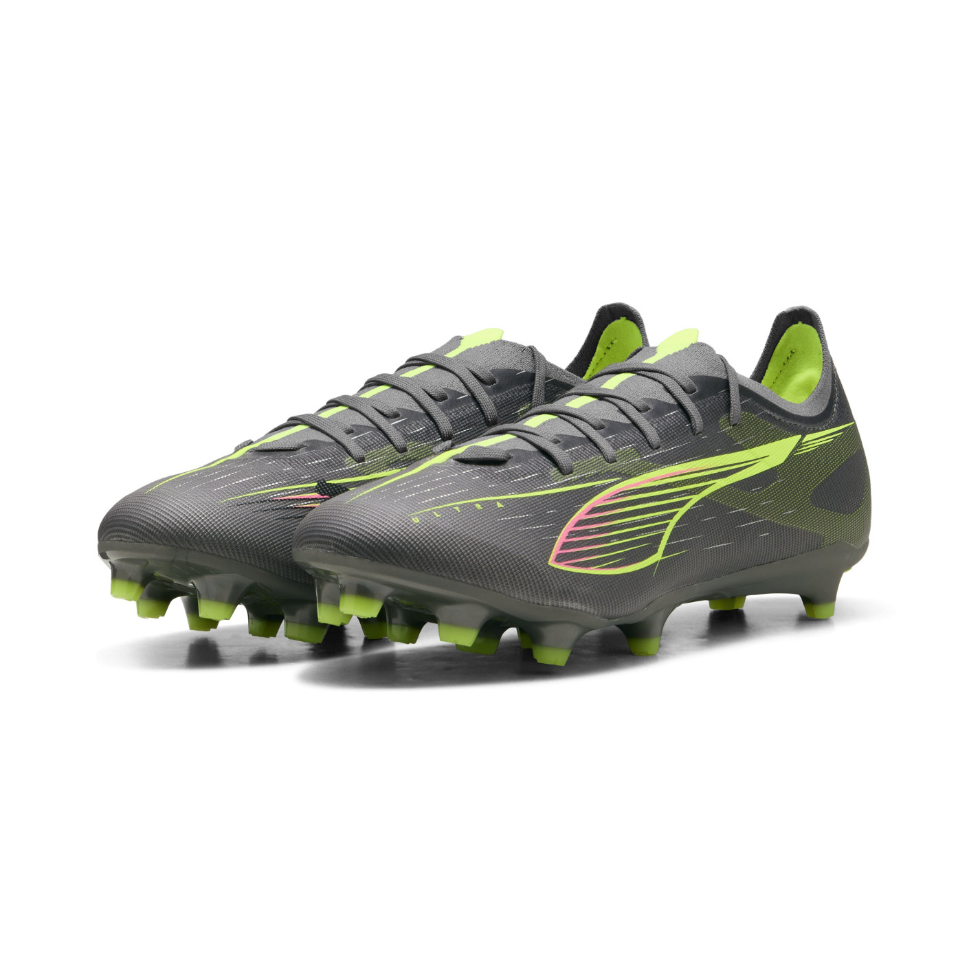 PUMA Ultra 5 Match Grass/Artificial Grass Football Boots (MG) Dark Grey Yellow Pink