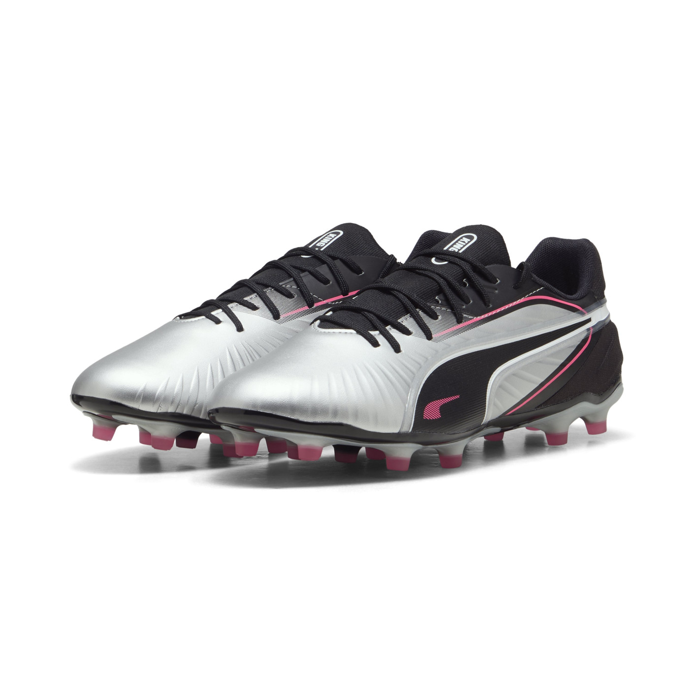 PUMA King Match Grass/Artificial Grass Football Boots (MG) Silver Black Pink