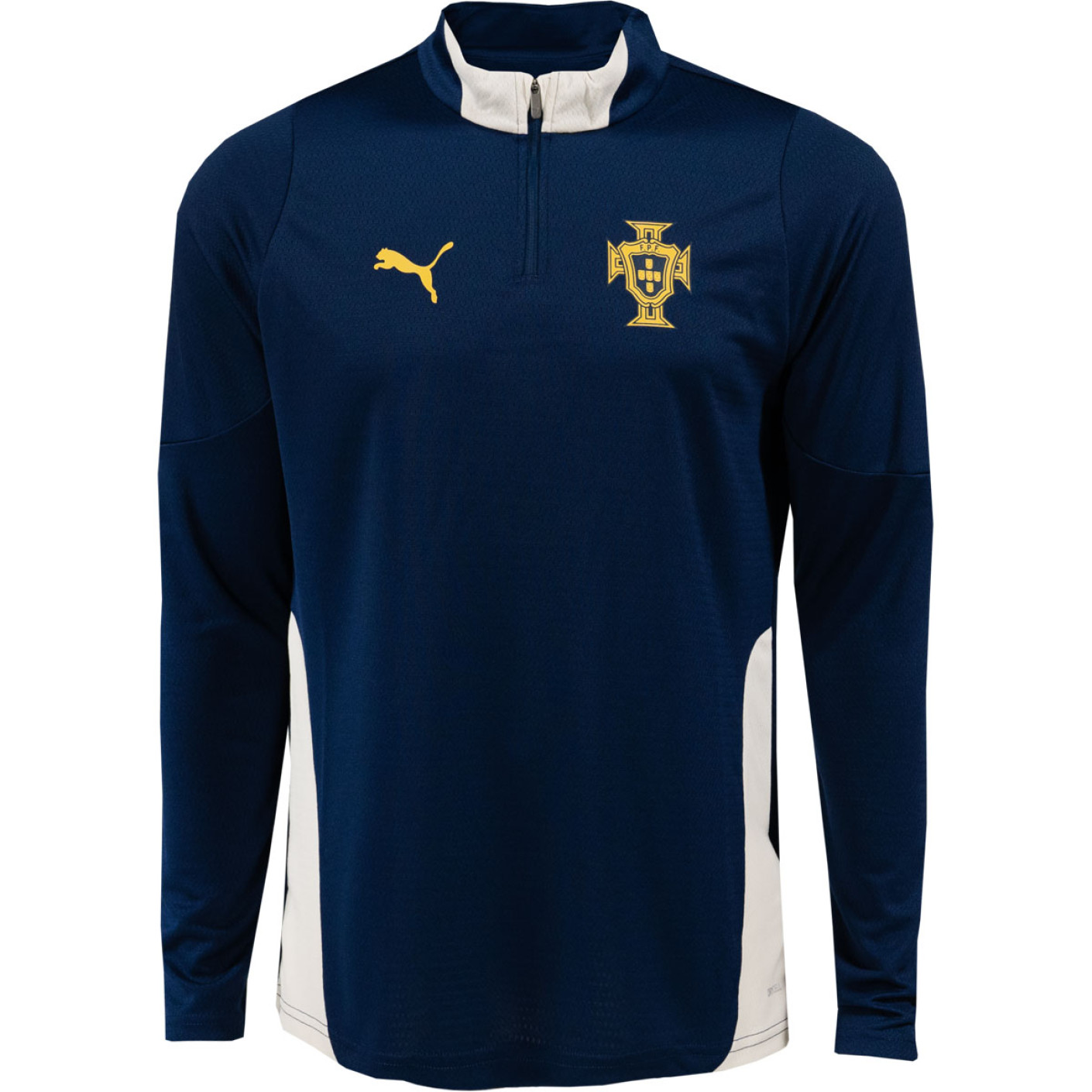 PUMA Portugal Trainingstrui 1/4-Zip 2025-2026 Donkerblauw Gebroken Wit Geel
