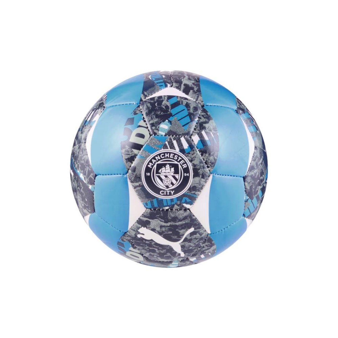 PUMA Manchester City Pre-Match Mini Football Size 1 2024-2025 Grey Light Blue White