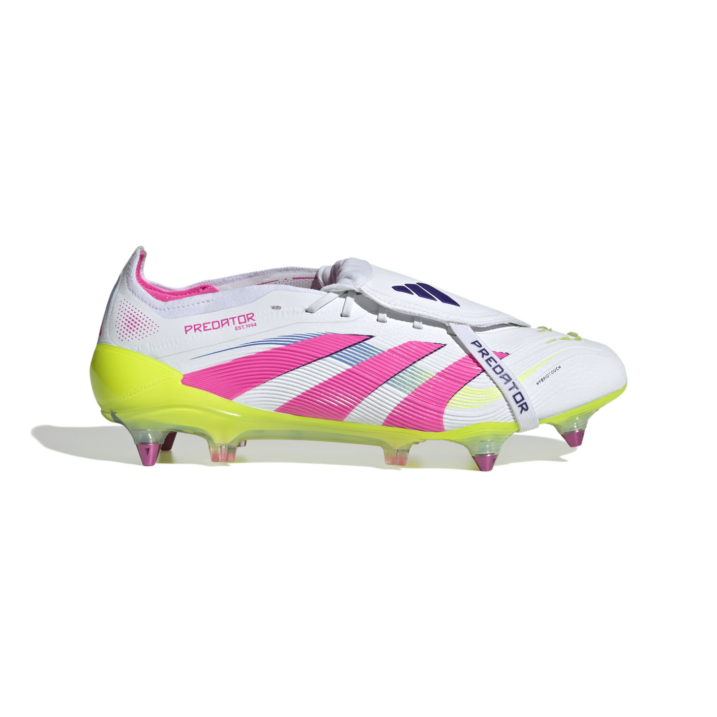 adidas Predator Elite FT Iron Nop Football Shoes (SG) White Pink Neon Yellow