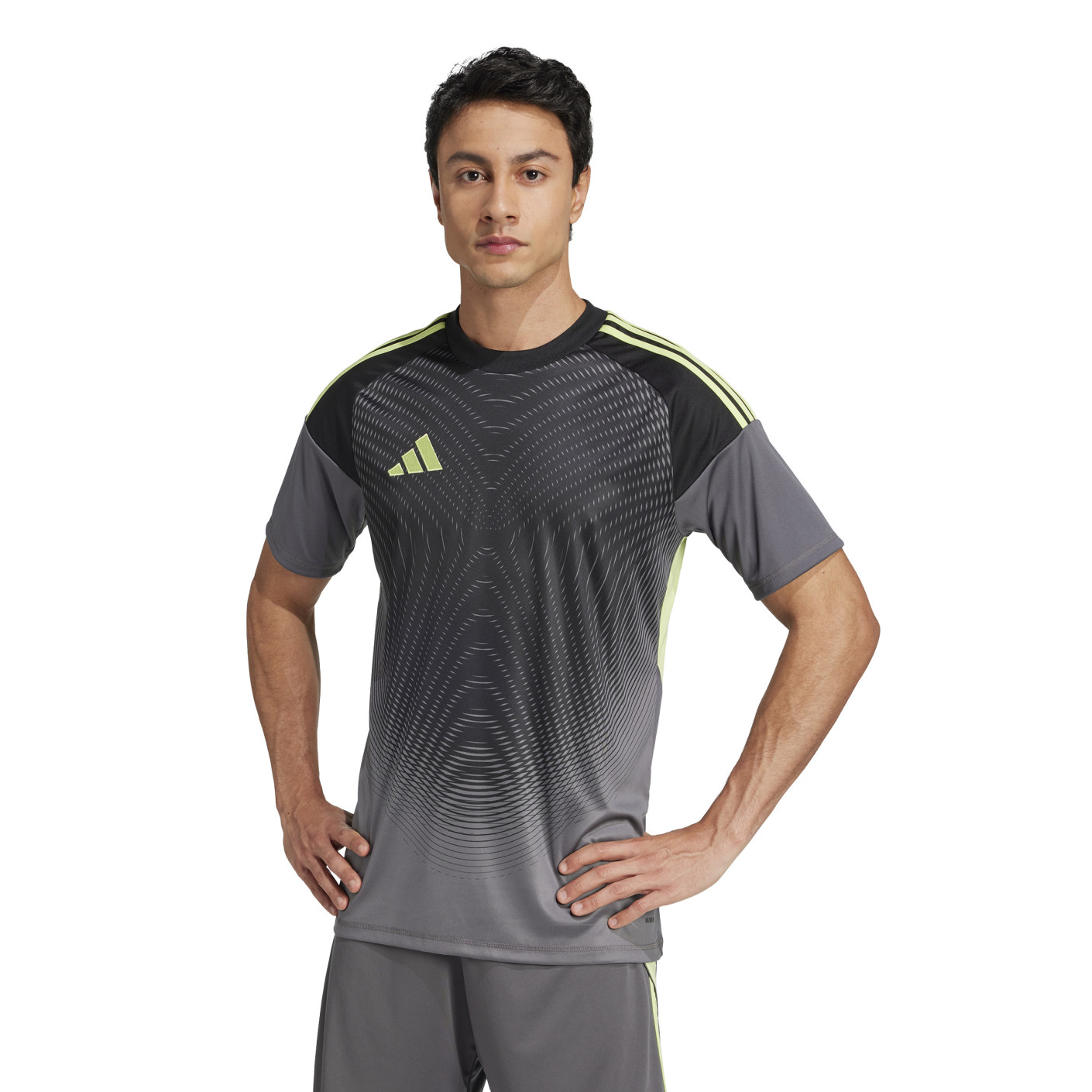 adidas Tiro 25 Competition Goalkeeper Short Sleeve Jersey Grey Black Light Green