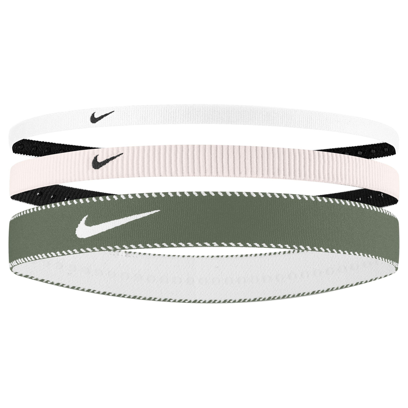 Nike Flex Classic Mixed Width Haarbanden 3-Pack Wit Lichtroze Groen