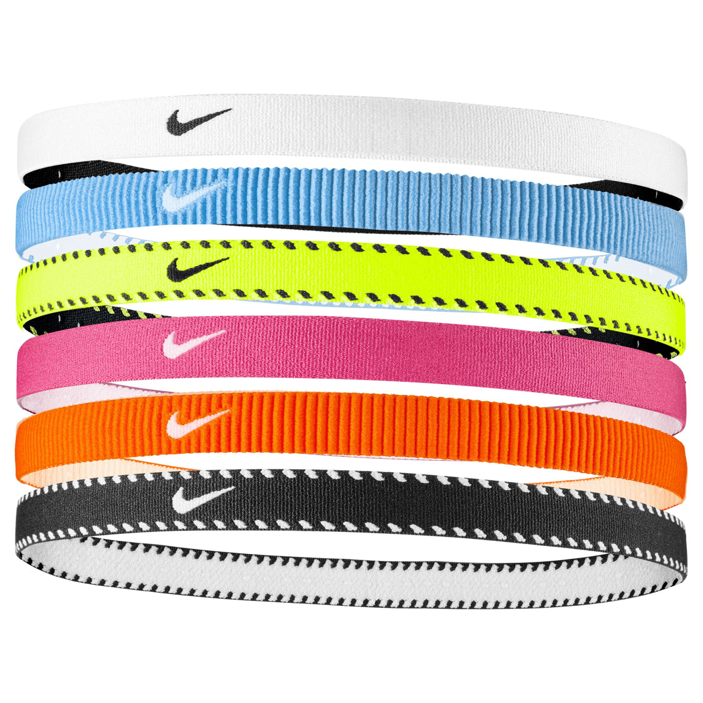 Nike Flex Classic Hair bands 6-Pack Kids Neon Yellow Pink White