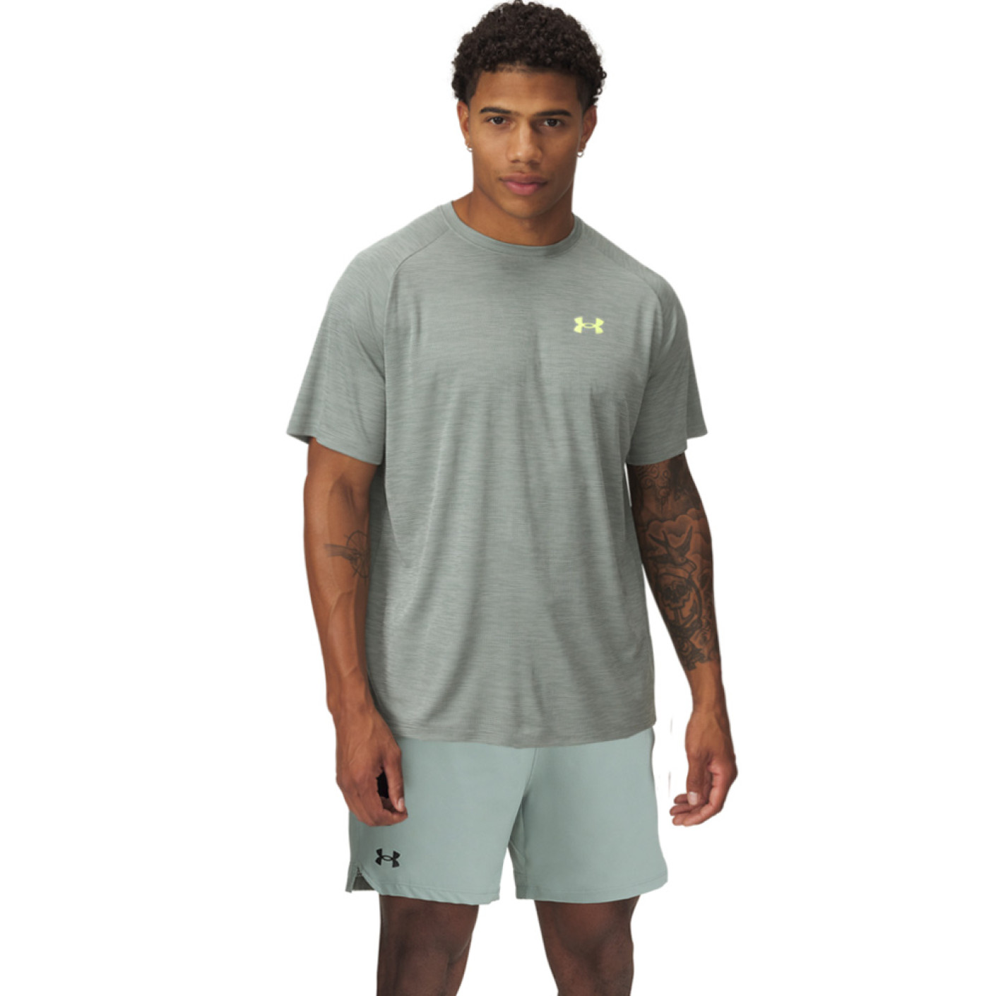 Under Armour Tech Textured Vanish Woven Trainingsset Groen Felgeel Zwart