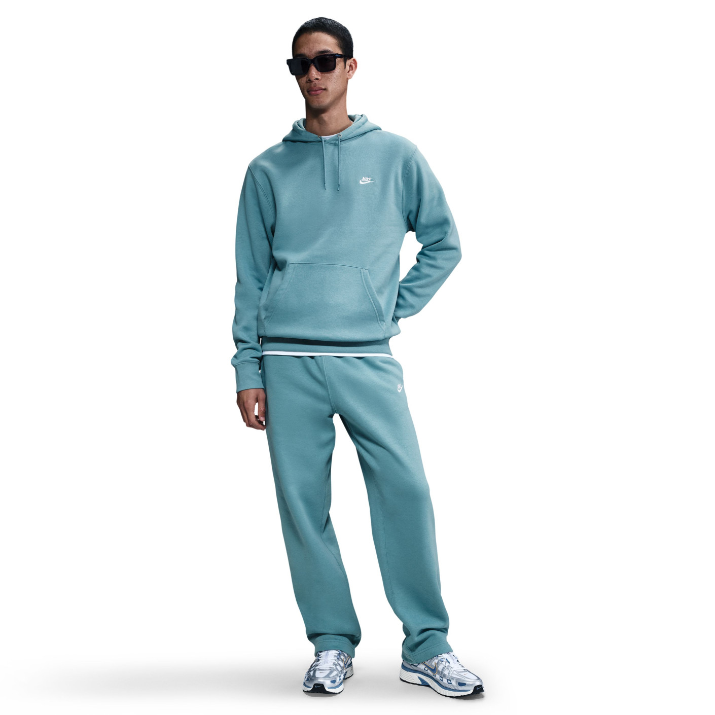 Nike Sportswear Club Fleece Jogging Suit Hooded Turquoise White