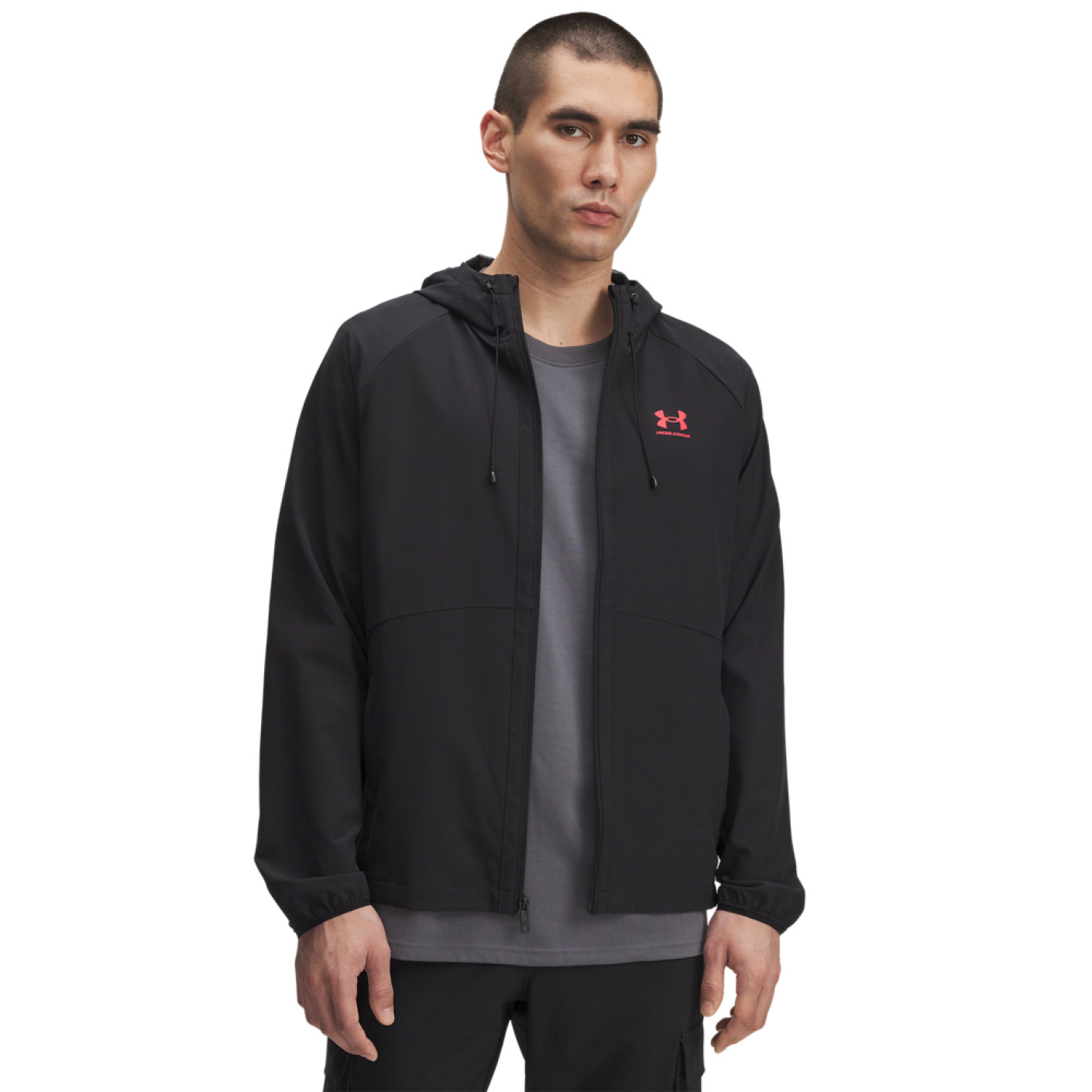 Under Armour Stretch Woven Windbreaker Black Red
