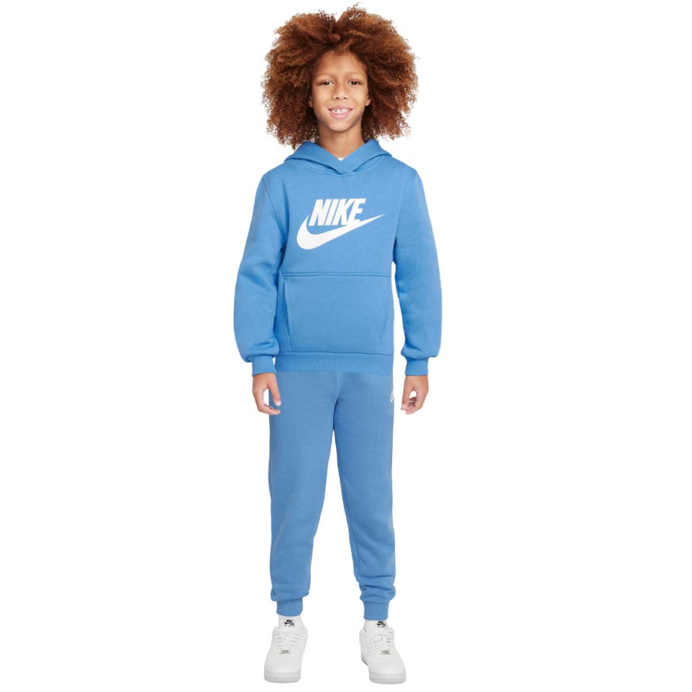 Nike Sportswear Club Big Logo Fleece Hoodie Trainingspak Kids Blauw Wit