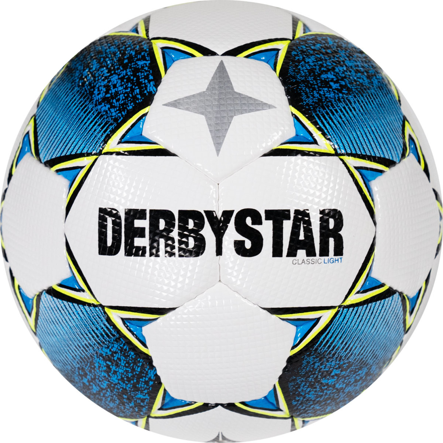 Derbystar Classic Light II Football 4 x 3 Panels Size 5 White Blue Yellow