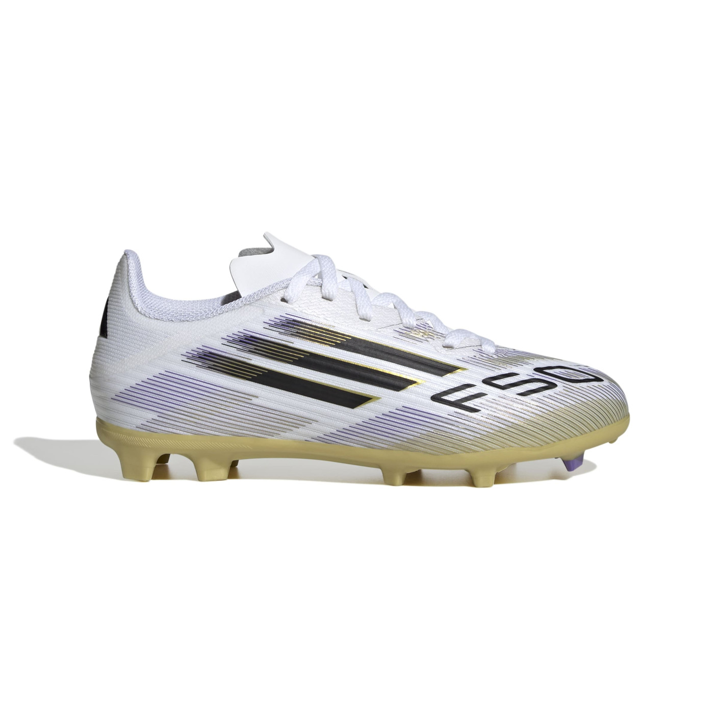 adidas F50 League Grass/Artificial Grass Football Boots (MG) Kids White Black Gold