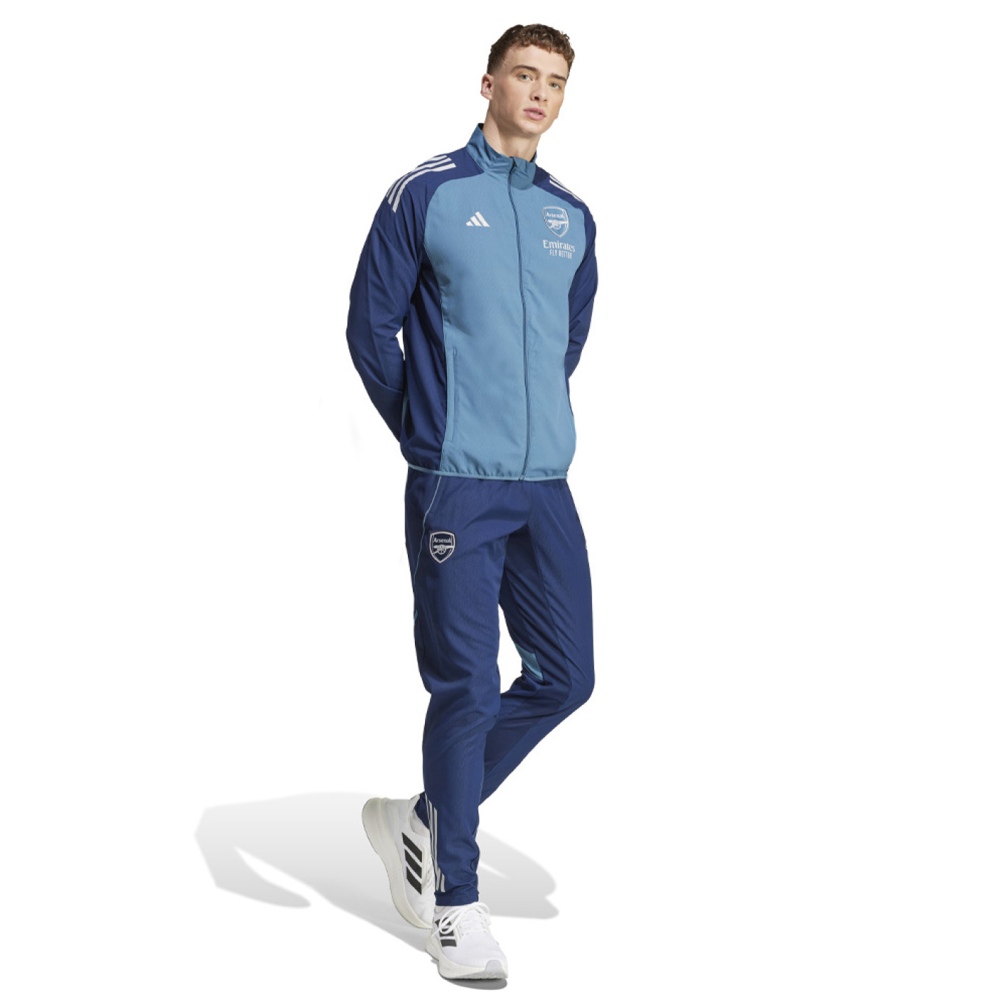 adidas Arsenal Presentatie Trainingspak Full-Zip 2025-2026 Blauw Donkerblauw Wit