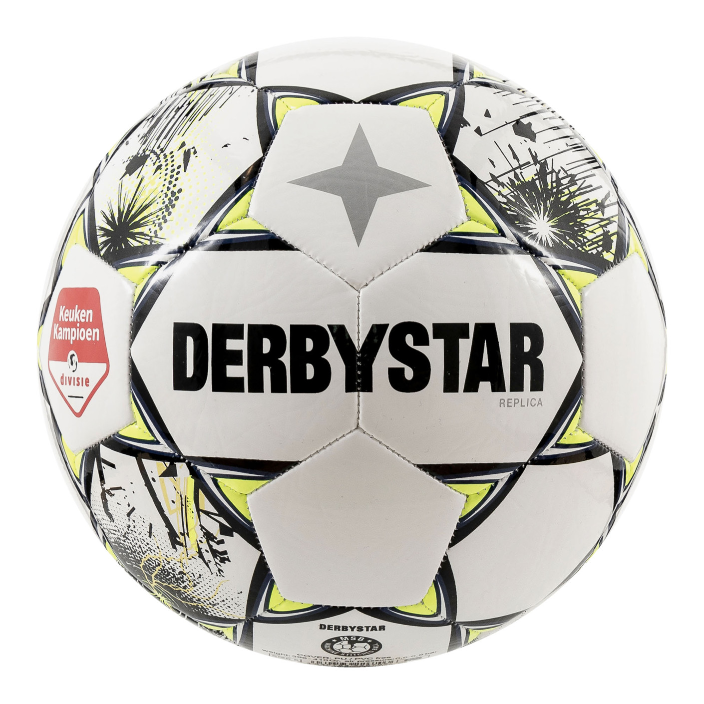 Derbystar Keuken Kampioen Divisie Replica Football Size 5 2025-2026 White Black Yellow