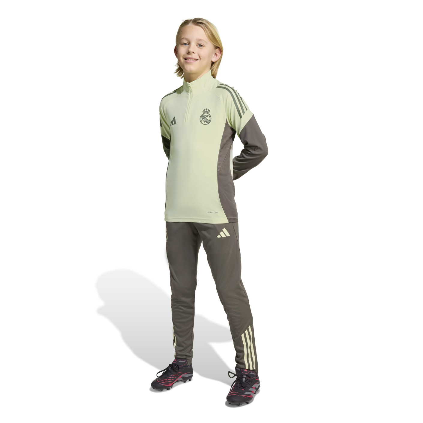 adidas Real Madrid Tracksuit 1/4-Zip 2025-2026 Kids Light Green Grey