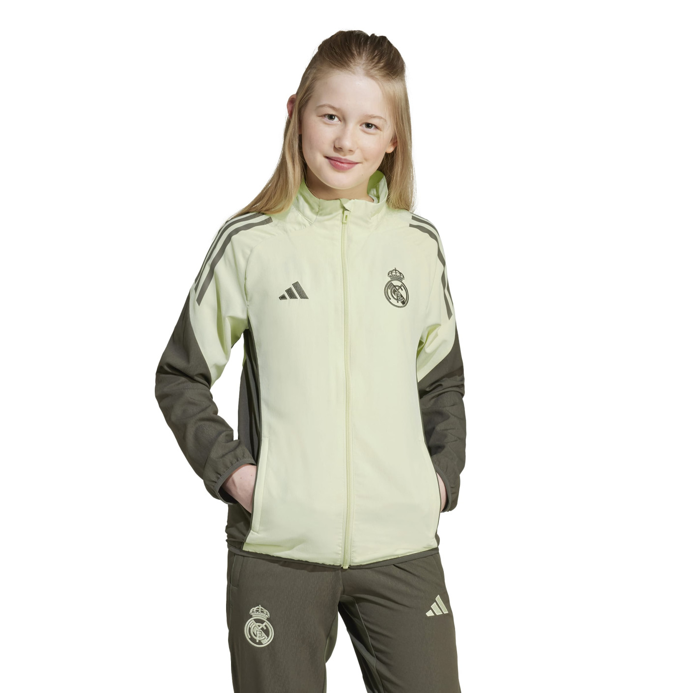 adidas Real Madrid Presentation Training Jacket 2025-2026 Kids Light Green Grey