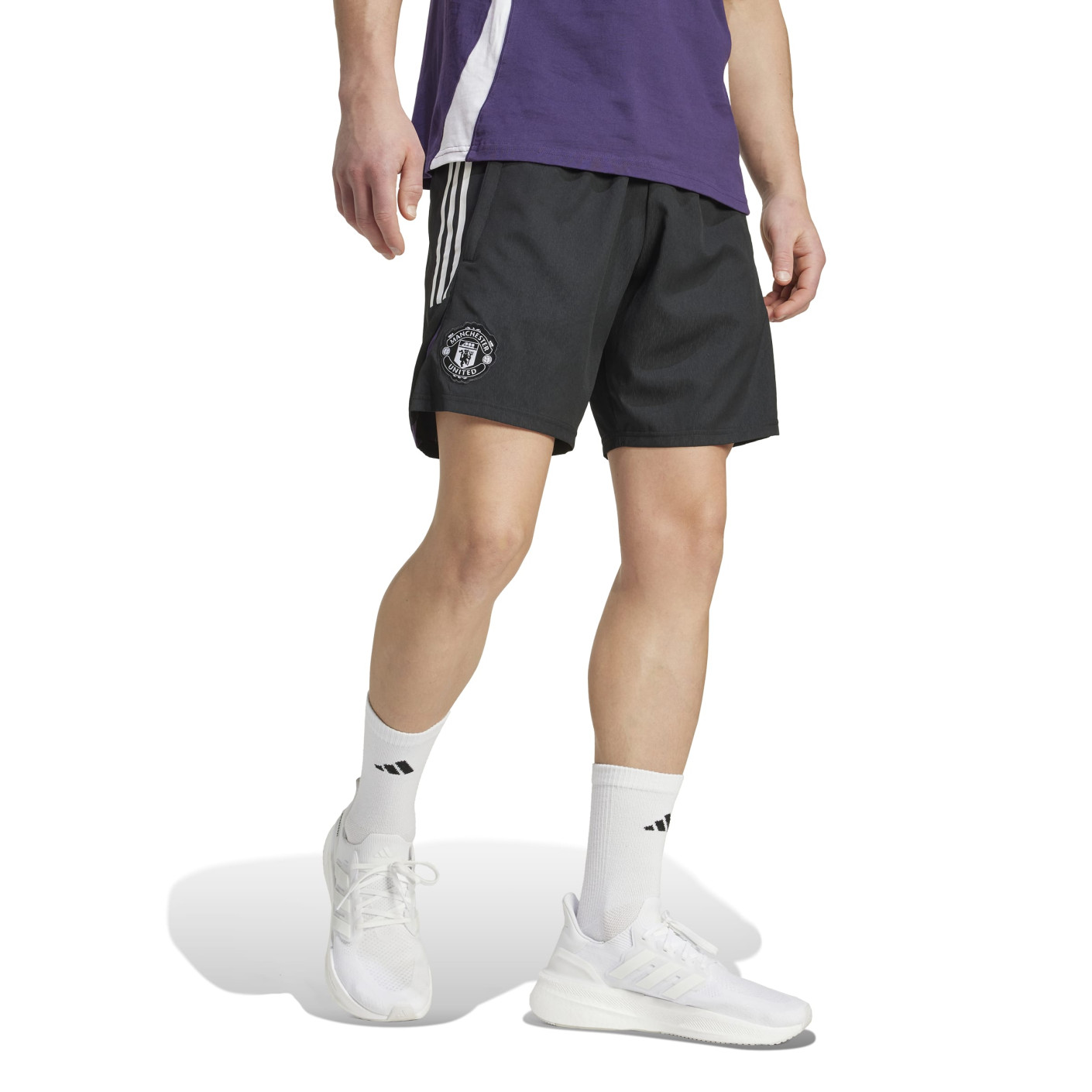 adidas Manchester United Downtime Broekje 2025-2026 Zwart Wit Paars