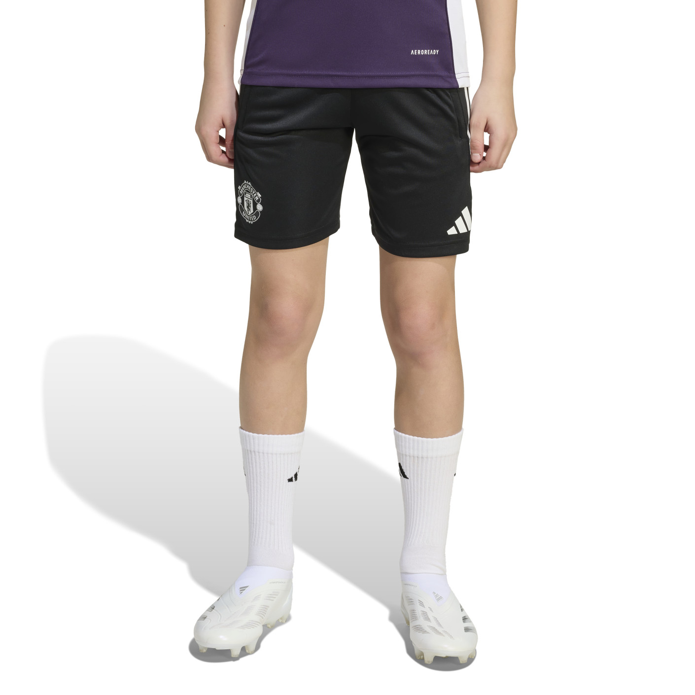 adidas Manchester United Training Short 2025-2026 Kids Black White Purple