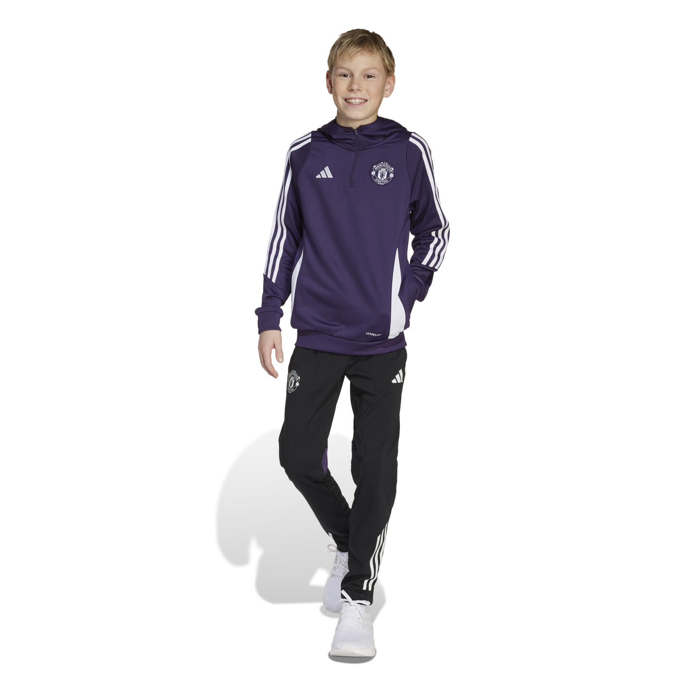 adidas Manchester United Track Hooded Tracksuit 2025-2025 Kids Purple White