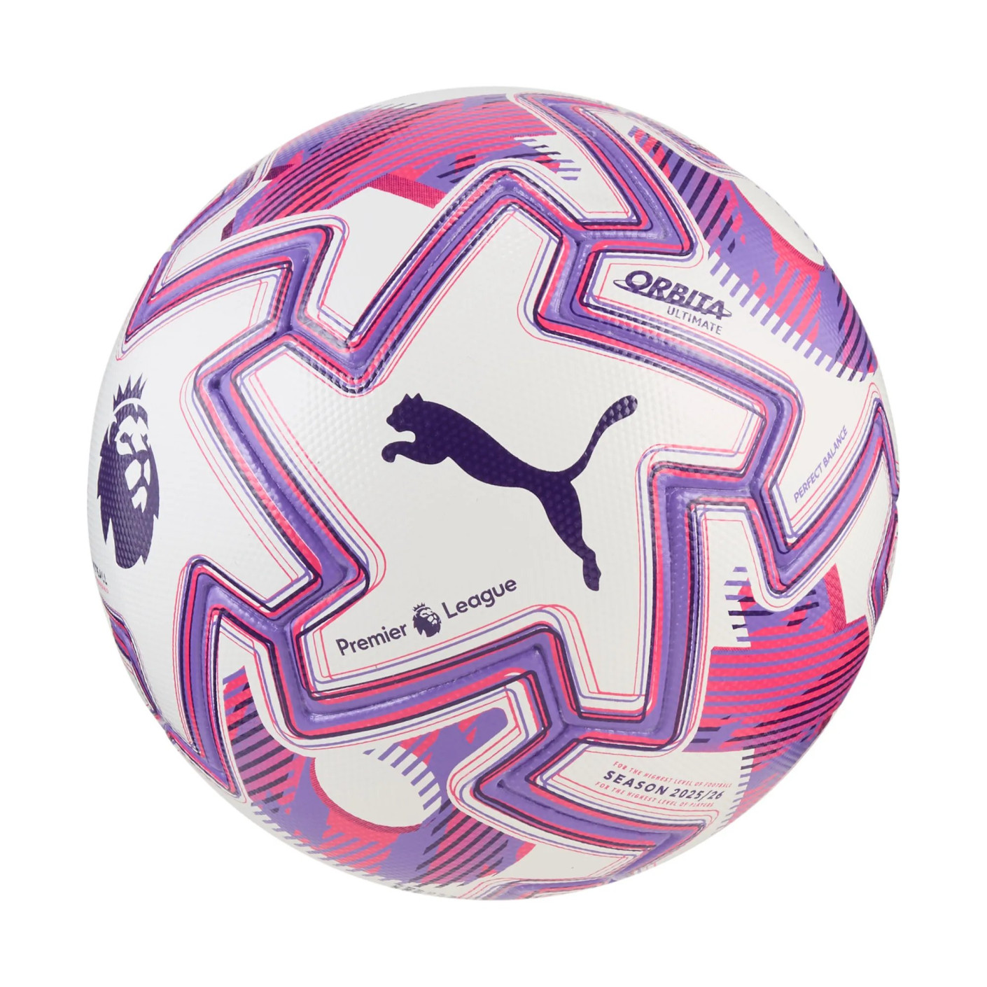 PUMA Orbita Ultimate Premier League Brilliance WP Voetbal Maat 5 Wit Roze Paars