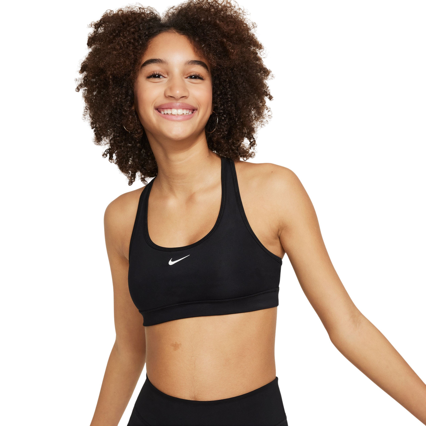 Nike Swoosh Kids Sports Bra Black White