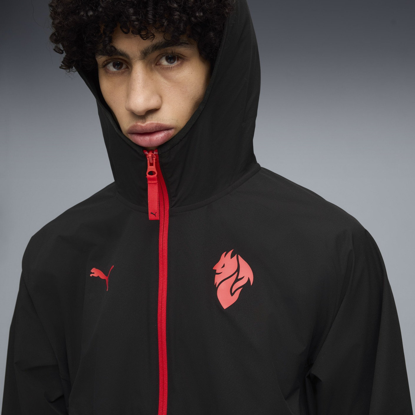 PUMA AC Milan Pumatech Woven Training Jacket 2025-2026 Black Red