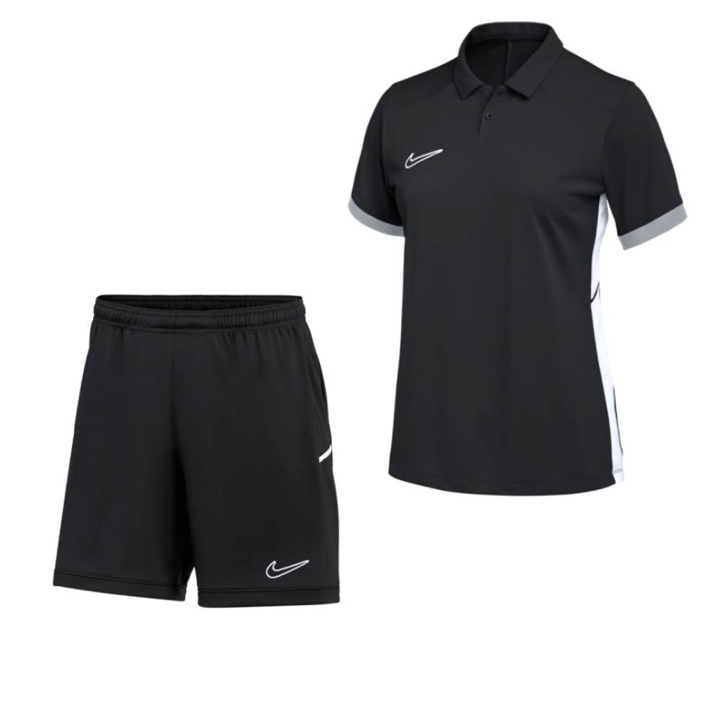Nike Academy 25 Polo Trainingsset Dames Zwart Grijs Wit