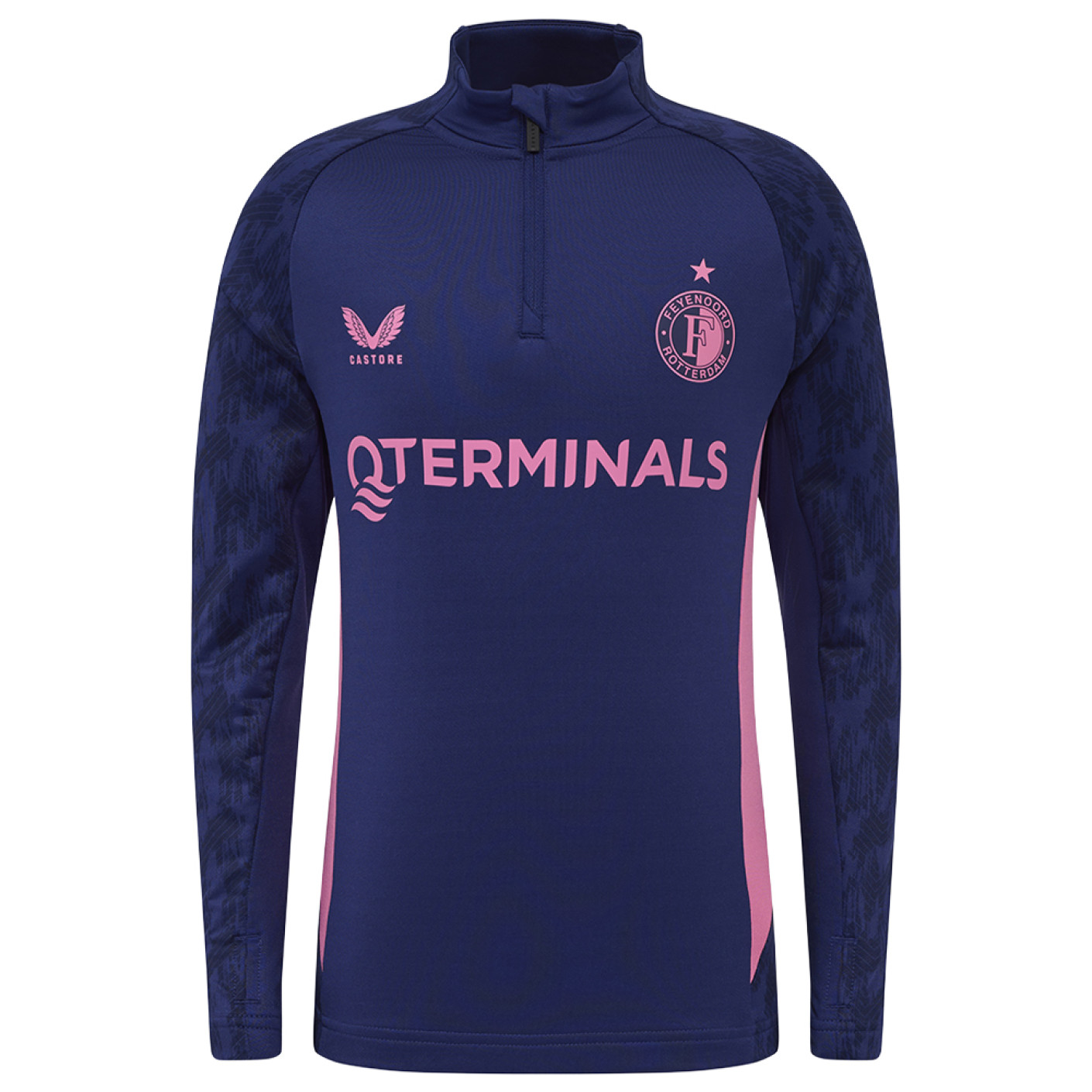 Castore Feyenoord Training sweater 1/4-Zip 2025-2026 Kids Dark Blue Pink