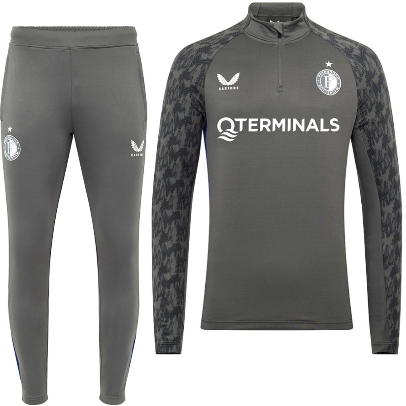Castore Feyenoord Trainingspak 1/4-Zip 2025-2026 Donkergrijs Wit