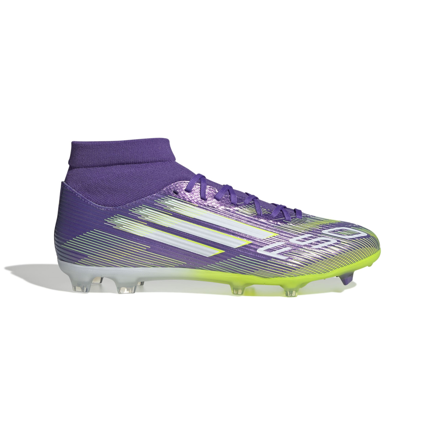 adidas F50 League Mid Gras / Kunstgras Voetbalschoenen (MG) Paars Wit Neongeel