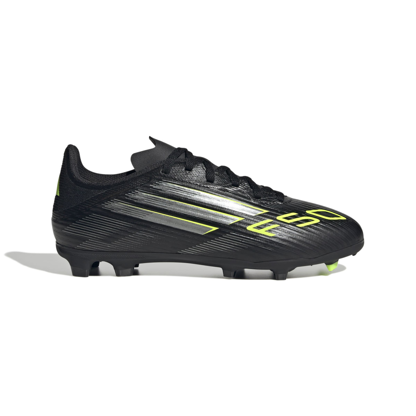 adidas F50 League Grass/Artificial Grass Football Boots (MG) Kids Black Silver Neon Yellow