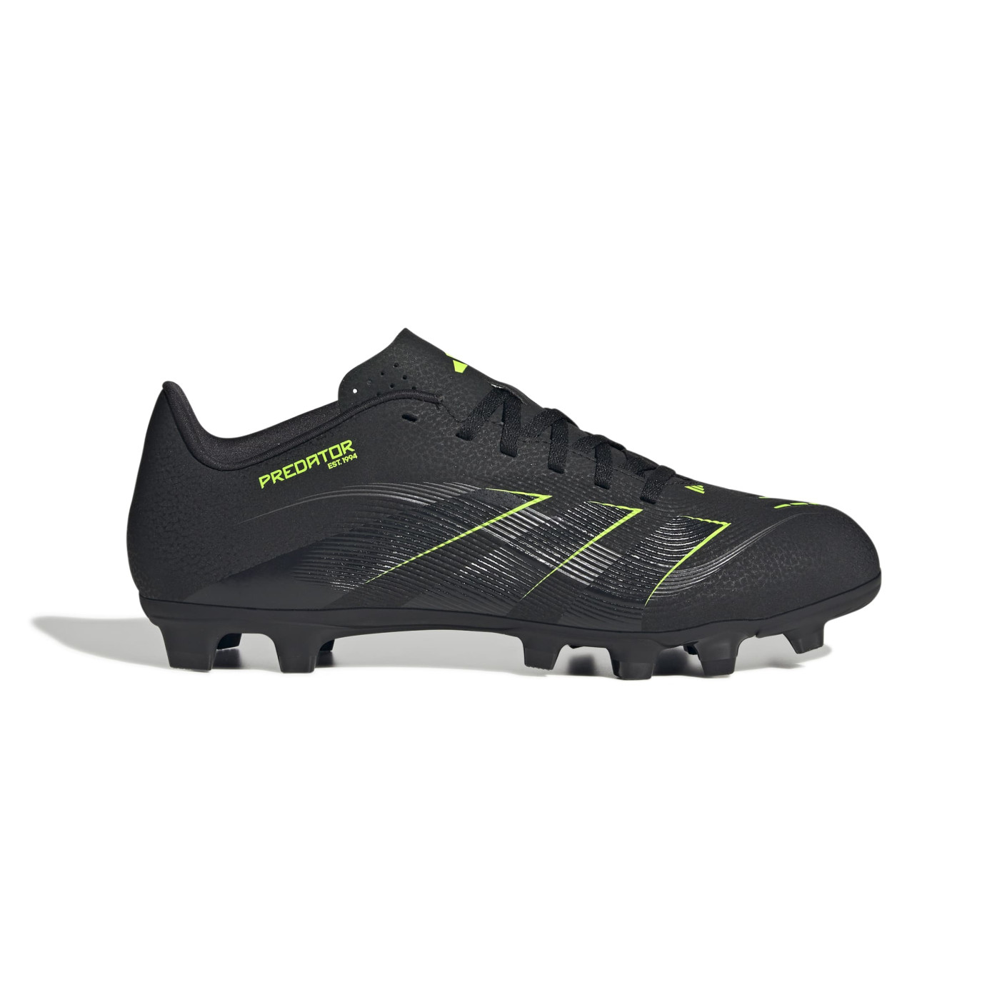 adidas Predator Club Grass/Artificial Grass Football Boots (MG) Black Dark Grey Neon Yellow