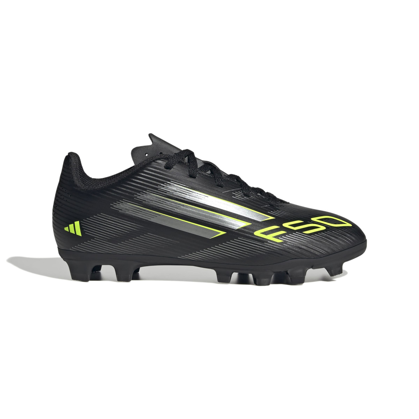 adidas F50 Club Grass/Artificial Grass Football Boots (MG) Kids Black Silver Neon Yellow