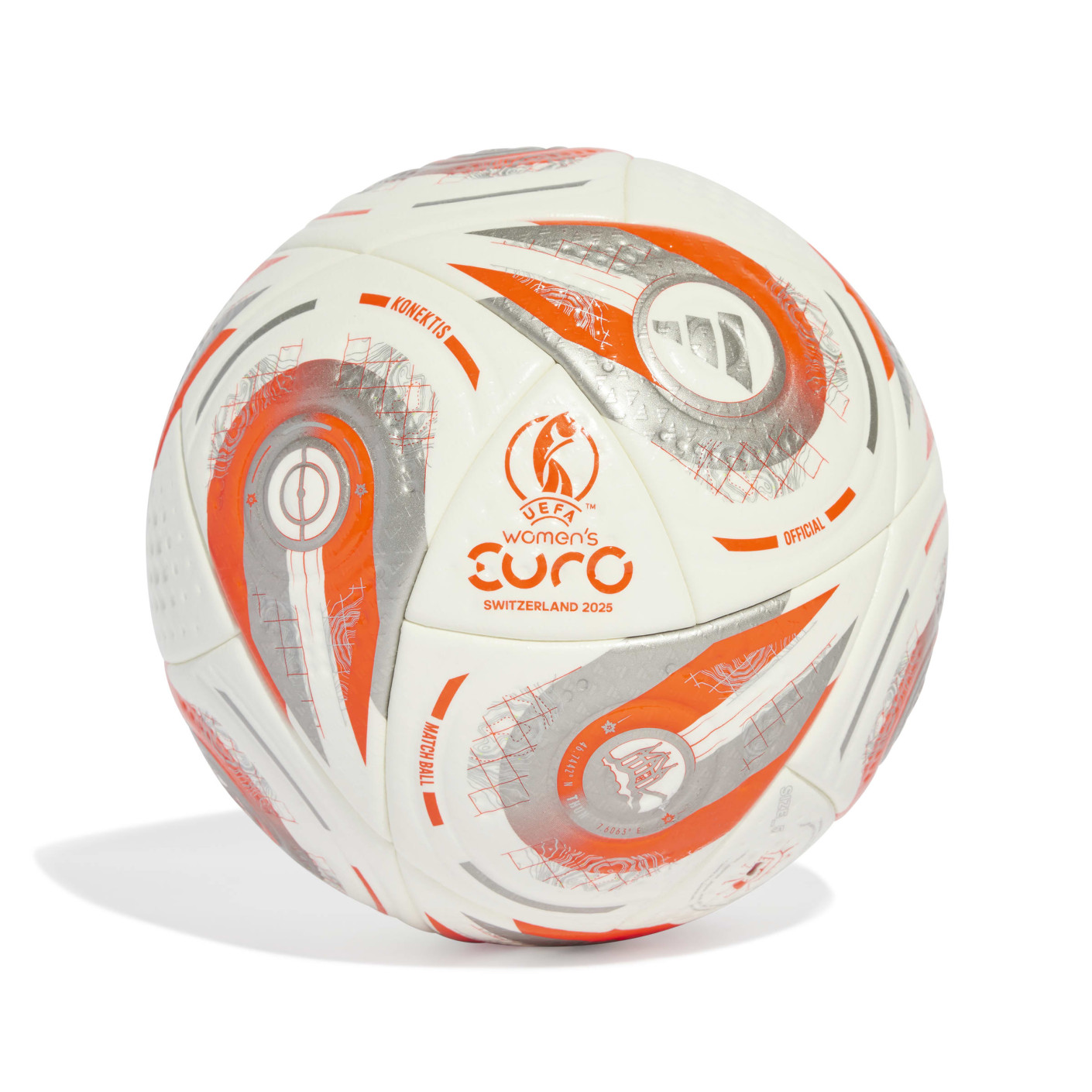 adidas Women's EURO25 Pro Final Voetbal Maat 5 Wit Zilver Oranje