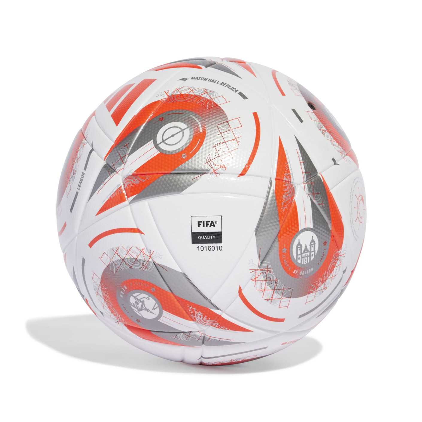 adidas Women's EURO25 League Final Voetbal Maat 5 Wit Zilver Oranje