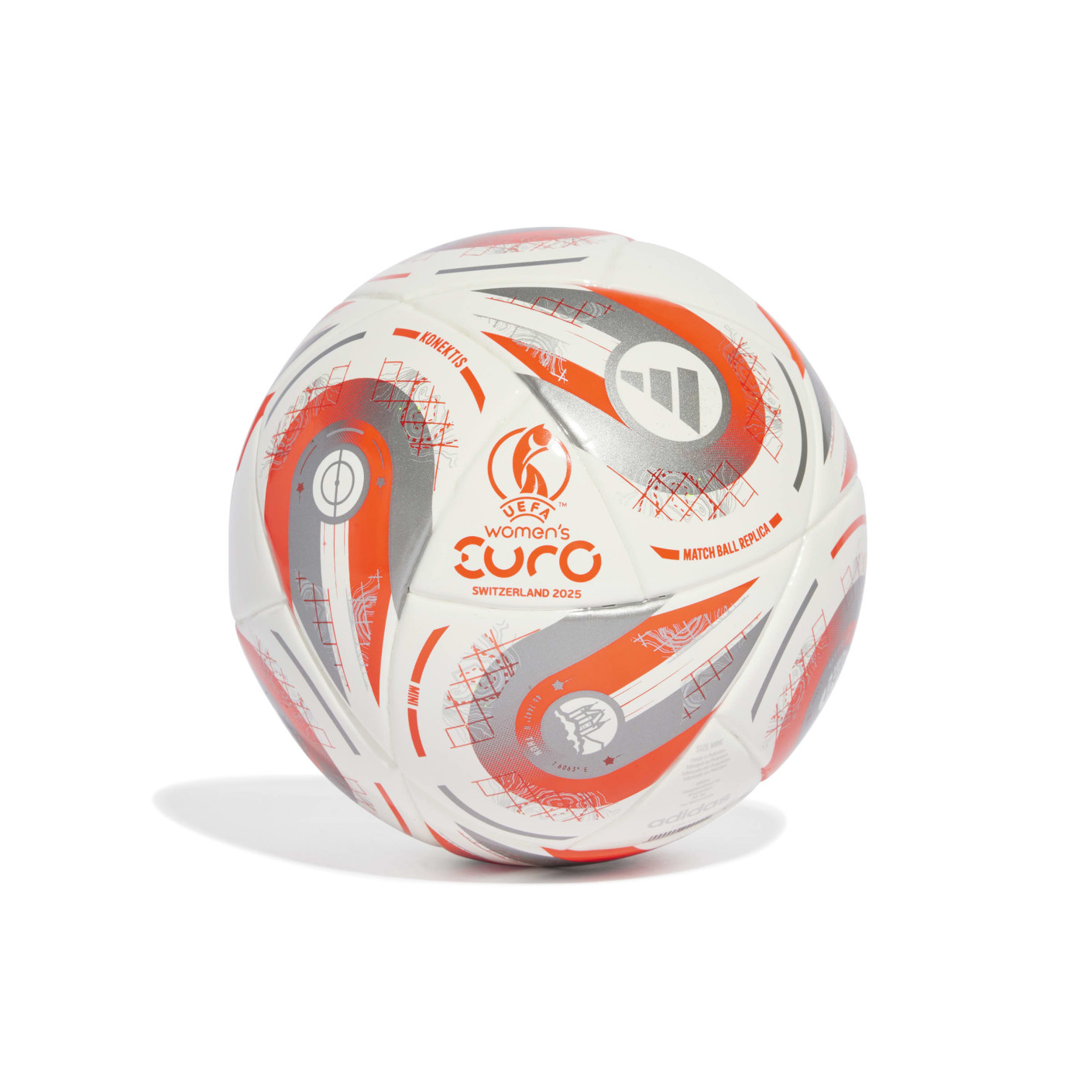 adidas Women's EURO25 Final Mini Voetbal Maat 1 Wit Zilver Oranje