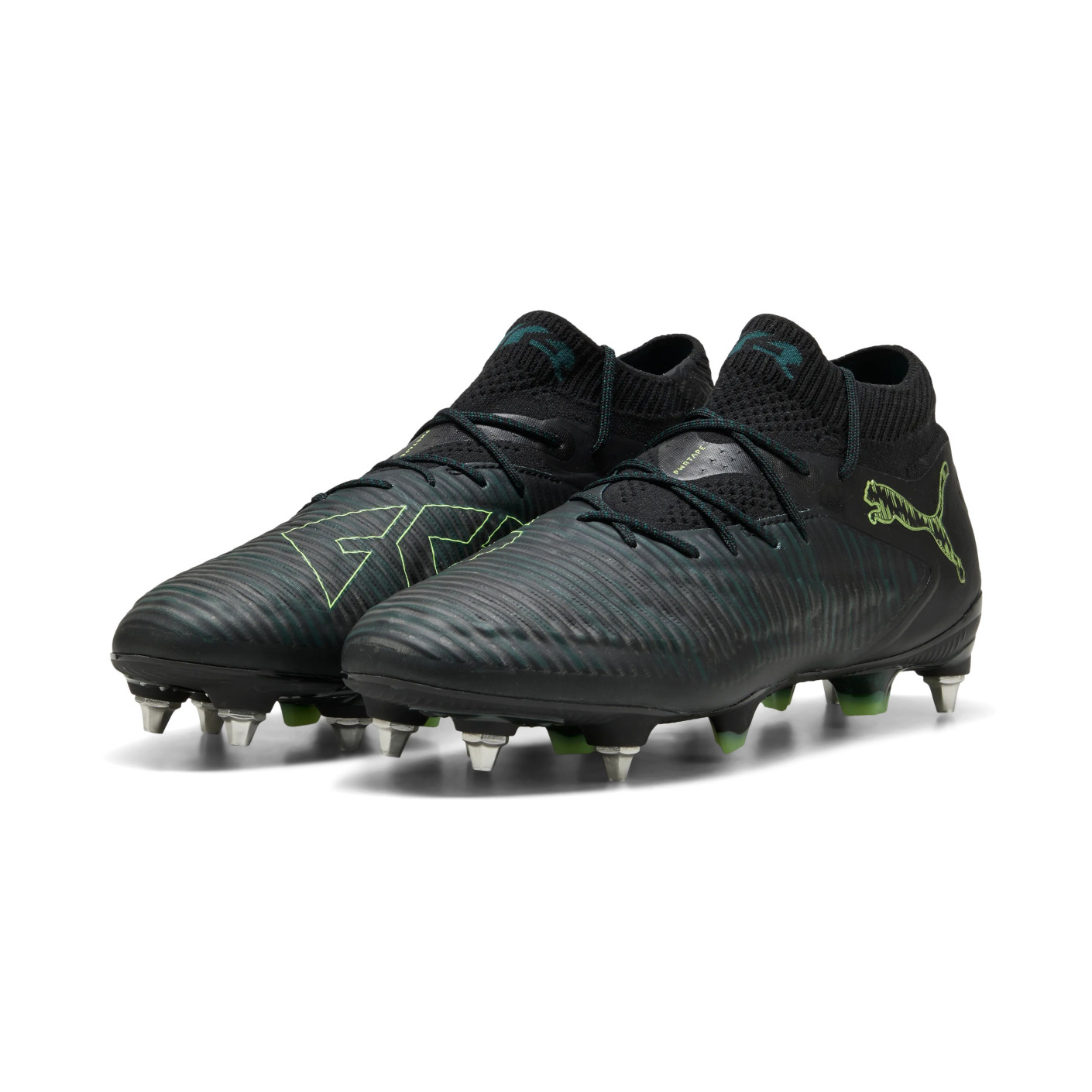 PUMA Future 8 Ultimate Iron Nop Football Boots (SG) Black Dark Green Light Green