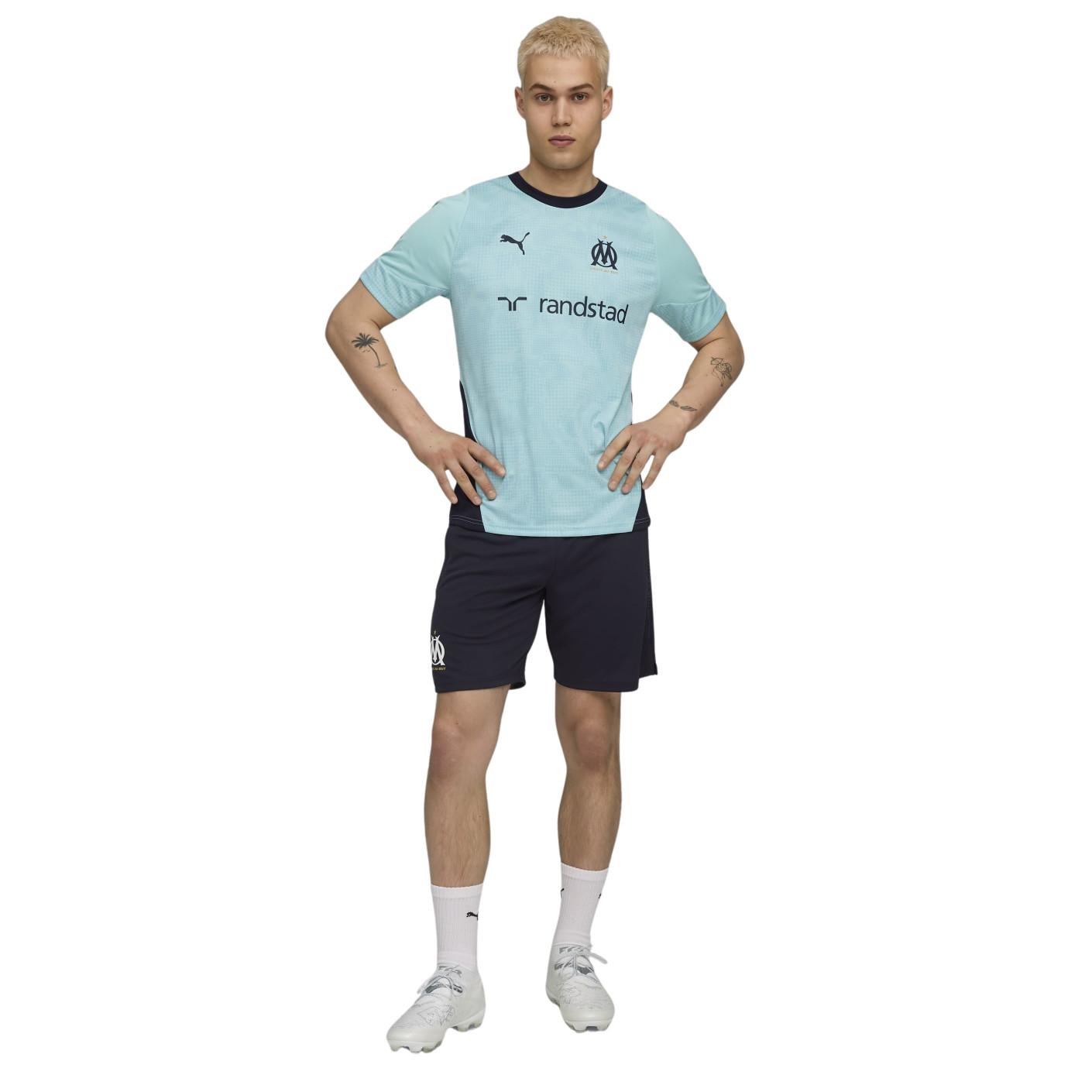 PUMA Olympique Marseille Training Set 2025-2026 Light Blue Dark Blue White
