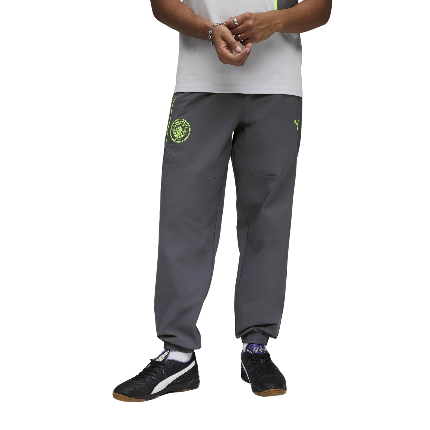 PUMA Manchester City Pumatech Trainingsbroek Woven 2025-2026 Grijs Groen
