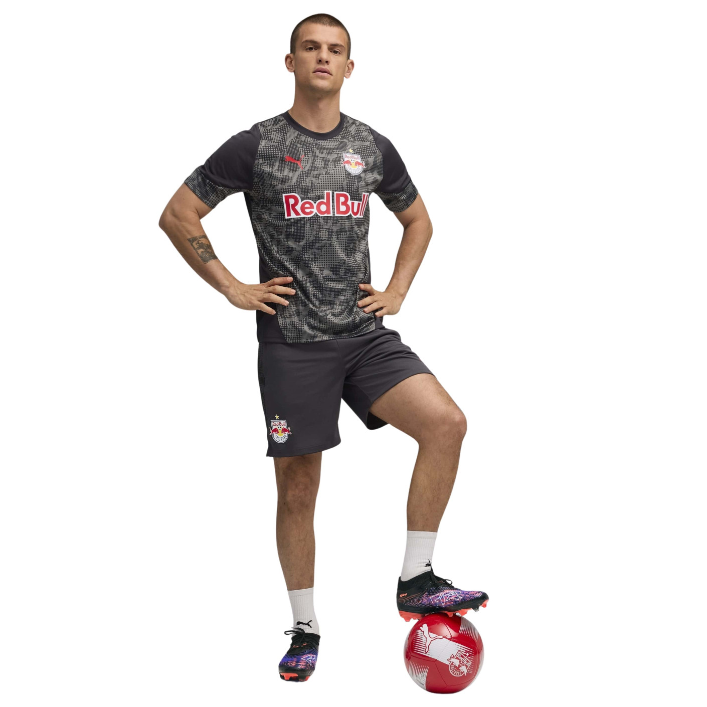 PUMA Red Bull Salzburg Trainingsset 2025-2026 Donkergrijs Zwart Rood