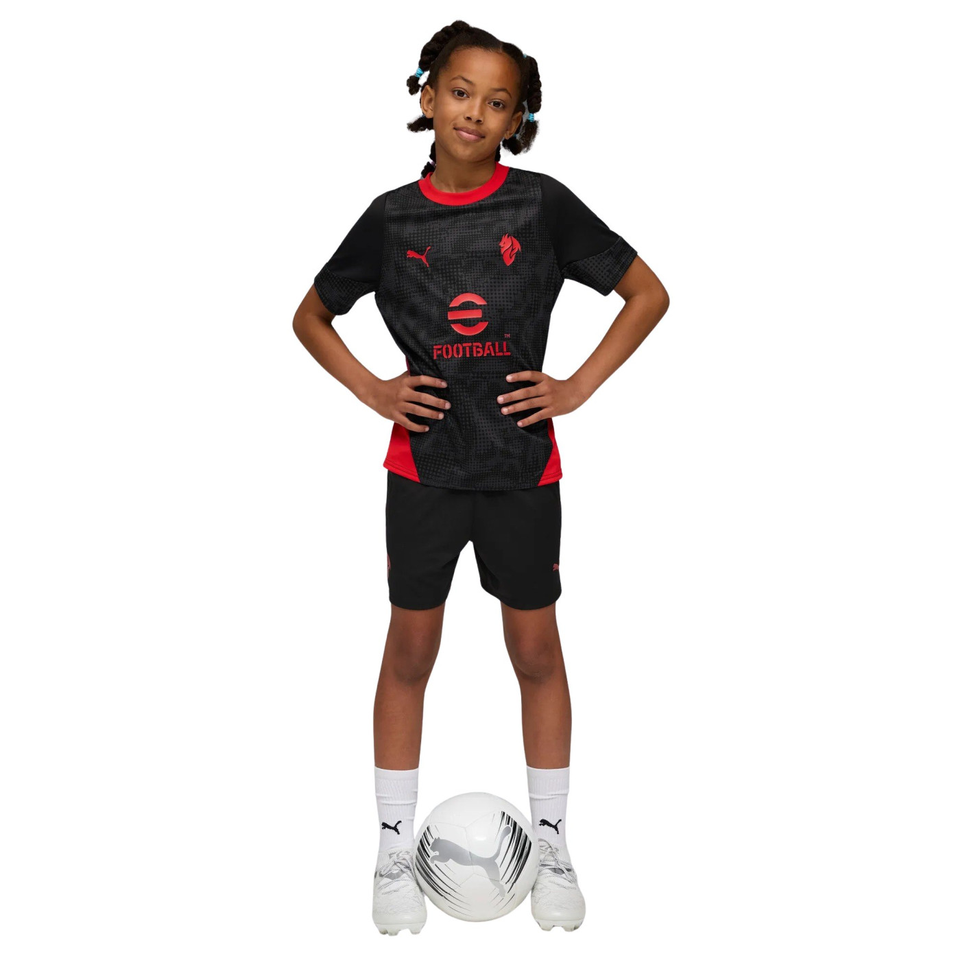 PUMA AC Milan Trainingsset 2025-2026 Kids Zwart Rood