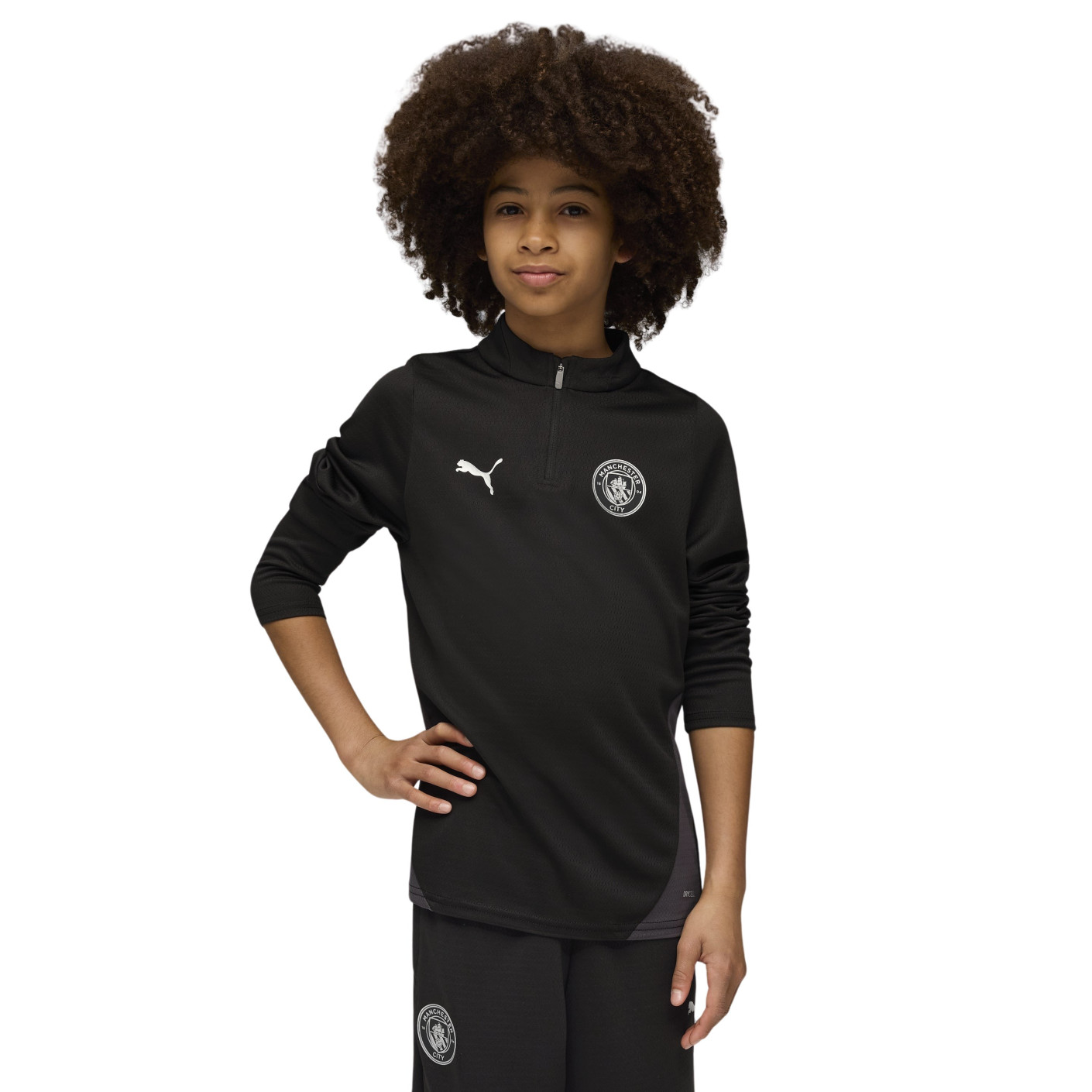 PUMA Manchester City Training sweater 1/4-Zip 2025-2026 Kids Black Silver